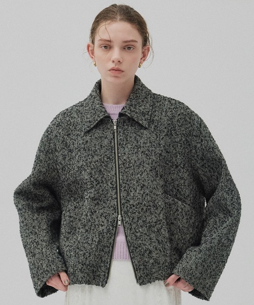 ウールジップタックショートコート（ブルゾン）｜PUBLIC TOKYO