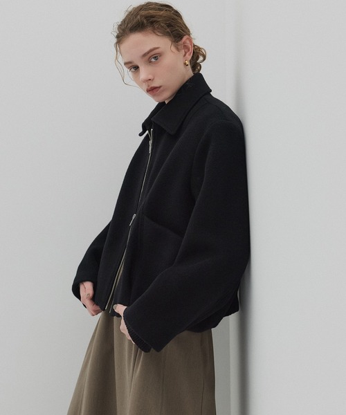 ウールジップタックショートコート（ブルゾン）｜PUBLIC TOKYO