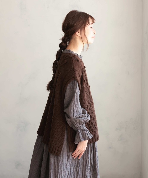 soulberry（ソウルベリー）の「樫の木のニットベスト（ベスト・レディース・ブラウン・M/L/LL/3L/4L/5L）」の20枚目の写真