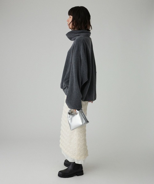 BABYLONE（バビロン）の「フェザースパンコールスカート（スカート・レディース・チャコール/オフホワイト・フリー）」の5枚目の写真