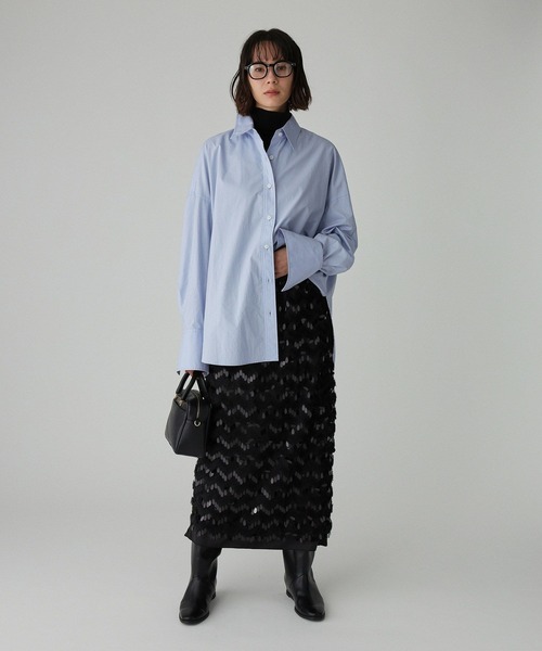 BABYLONE（バビロン）の「フェザースパンコールスカート（スカート・レディース・チャコール/オフホワイト・フリー）」の9枚目の写真