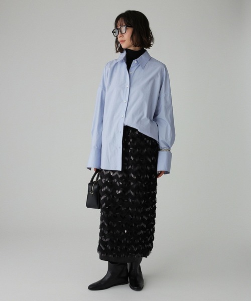 BABYLONE（バビロン）の「フェザースパンコールスカート（スカート・レディース・チャコール/オフホワイト・フリー）」の10枚目の写真