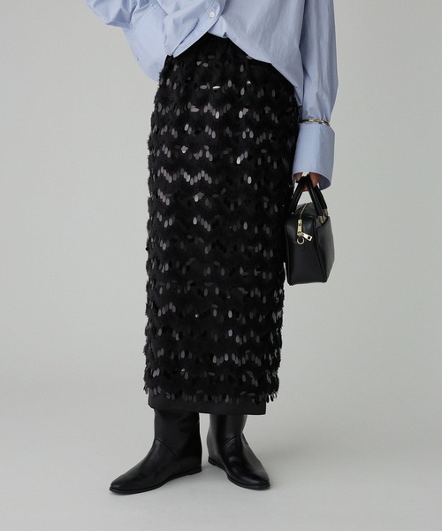 BABYLONE（バビロン）の「フェザースパンコールスカート（スカート・レディース・チャコール/オフホワイト・フリー）」の13枚目の写真