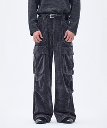 CAIMAN VELVET CARGO PANTS DARK GREY