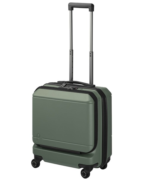 ProtecA(プロテカ)の「プロテカ スーツケース 日本製 ポケットライナー2 32L 2~3泊 3.3kg 機内持込 サイレントキャスター ベアロンホイール MAGIC STOP(キャスターストッパー) 01340(スーツケース/キャリーバッグ・メンズ・オリーブドラブ/ガンメタ/ブルー系その他/オレンジ系その他・S)」の2枚目の写真