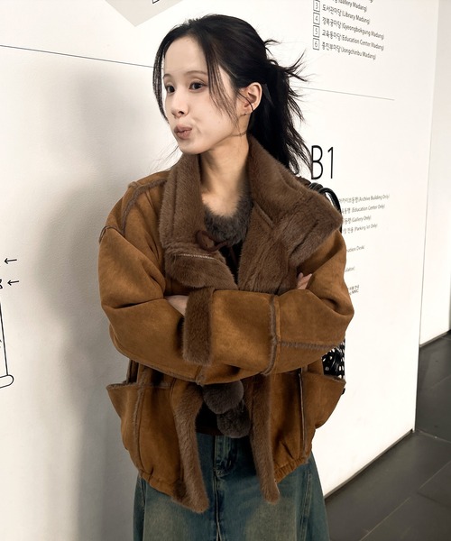 同*様 ハイネックムートンジャケット イタリア ヨーロッパヴィンテージ tram 同*様 ハイネックムートンジャケット イタリア ヨーロッパヴィンテージ