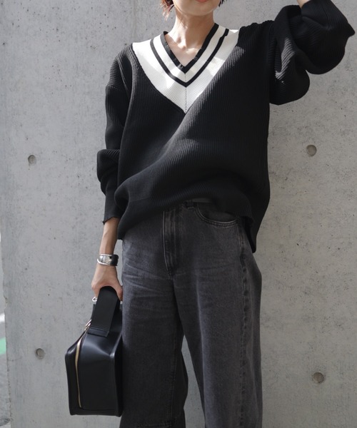 Marient(マリエント)の「チルデンニットPO(ニット/セーター・レディース・グレー/ブラック・FREE)」の2枚目の写真