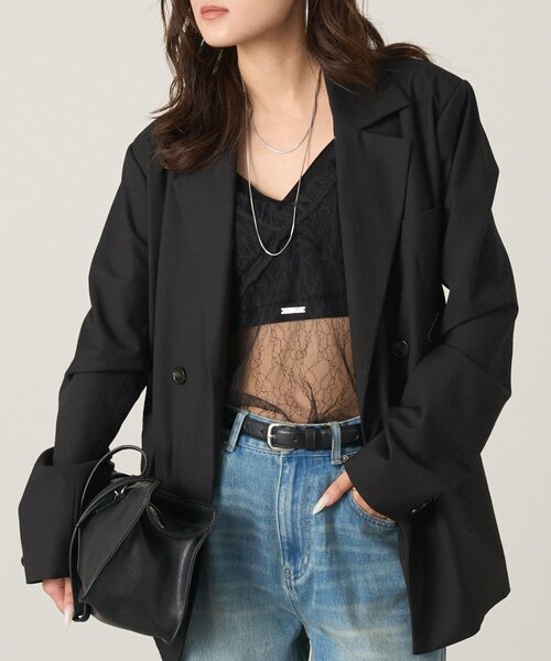 mline（エムライン）の「[mline]シアーレースキャミ（キャミソール・レディース・ブラック/ベージュ・FREE）」の2枚目の写真