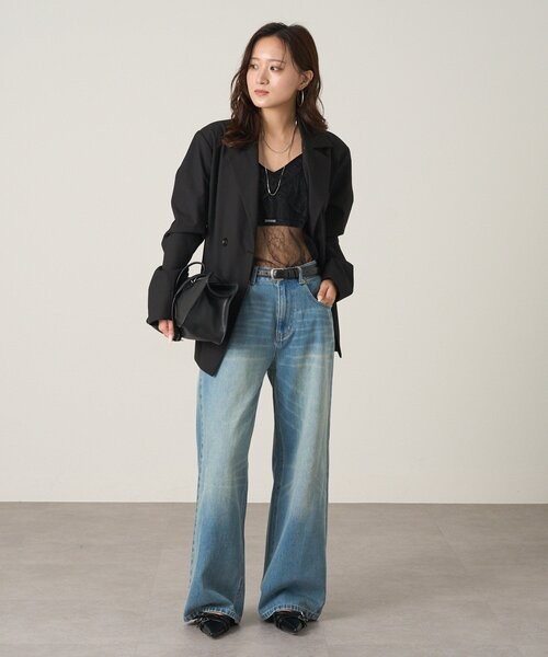 mline（エムライン）の「[mline]シアーレースキャミ（キャミソール・レディース・ブラック/ベージュ・FREE）」の3枚目の写真