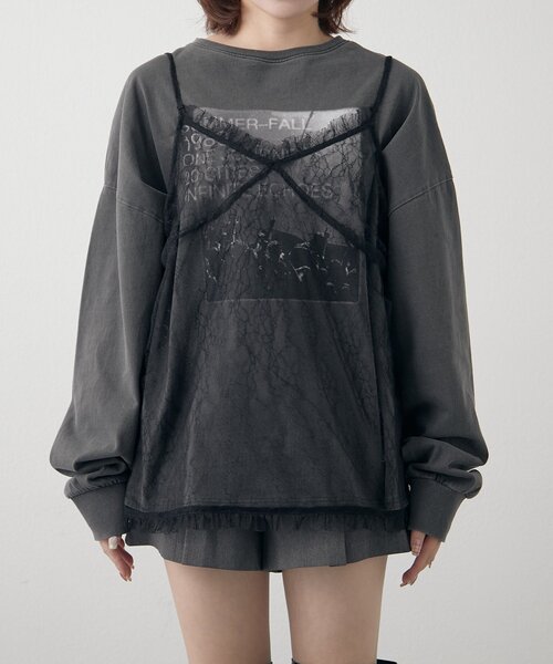 mline（エムライン）の「[mline]シアーレースキャミ（キャミソール・レディース・ブラック/ベージュ・FREE）」の7枚目の写真