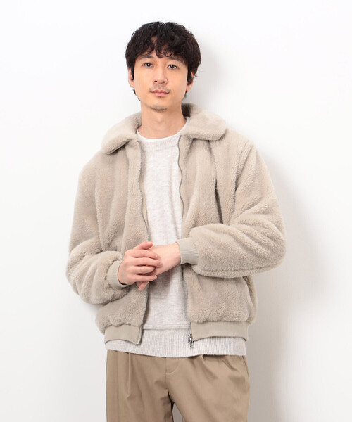 bming購入.ブラック.ボアハーフジップジャケット.BEAMS 楽天市場 