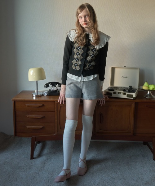 Birthday room（バースデイルーム）の「シアー切替ニーハイソックス/Sheer Knee-High Socks（ソックス/靴下・レディース・グレー/アイボリー/ブラック・FREE）」の8枚目の写真