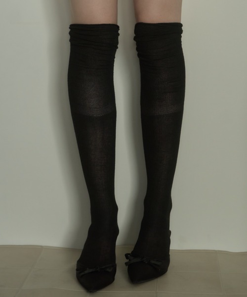 Birthday room（バースデイルーム）の「シアー切替ニーハイソックス/Sheer Knee-High Socks（ソックス/靴下・レディース・グレー/アイボリー/ブラック・FREE）」の11枚目の写真