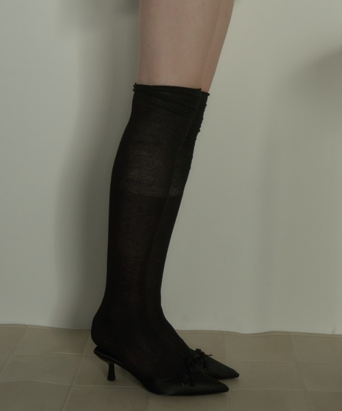 Birthday room（バースデイルーム）の「シアー切替ニーハイソックス/Sheer Knee-High Socks（ソックス/靴下・レディース・グレー/アイボリー/ブラック・FREE）」の13枚目の写真