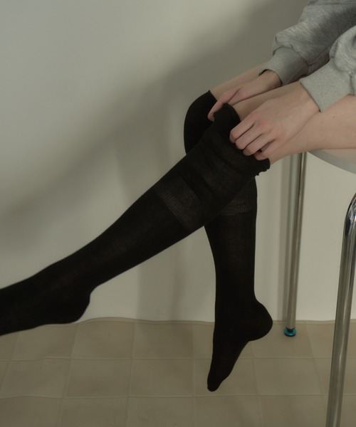 Birthday room（バースデイルーム）の「シアー切替ニーハイソックス/Sheer Knee-High Socks（ソックス/靴下・レディース・グレー/アイボリー/ブラック・FREE）」の14枚目の写真