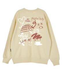 グラフィティオーバーサイズドロップショルダースウェット_バター