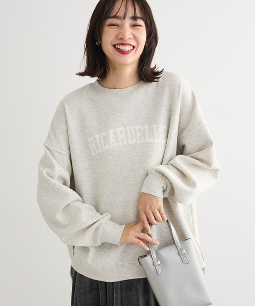 Green　Parks（グリーンパークス）の「裏起毛ルーズサイズロゴプルオーバー（スウェット・レディース・イエロー/ホワイト系その他/ピンク/ネイビー/チャコールグレー/ホワイト系その他2・FREE）」の2枚目の写真