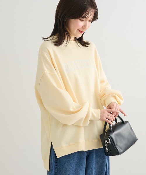 Green　Parks（グリーンパークス）の「裏起毛ルーズサイズロゴプルオーバー（スウェット・レディース・イエロー/ホワイト系その他/ピンク/ネイビー/チャコールグレー/ホワイト系その他2・FREE）」の5枚目の写真