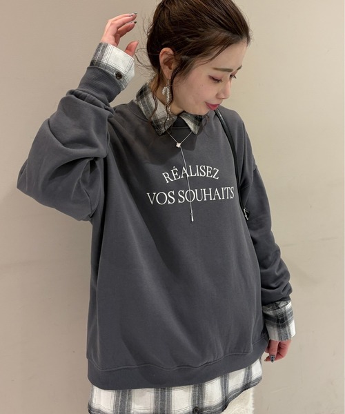 Green　Parks（グリーンパークス）の「裏起毛ルーズサイズロゴプルオーバー（スウェット・レディース・イエロー/ホワイト系その他/ピンク/ネイビー/チャコールグレー/ホワイト系その他2・FREE）」の21枚目の写真