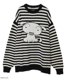 Candy Stripper（キャンディストリッパー）の「【クレヨンしんちゃん】シロ ダメージ ボーダー ニット（ニット/セーター）」