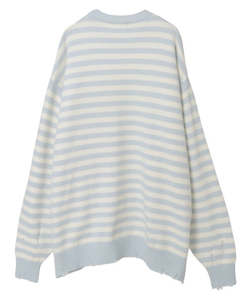 Candy Stripper(キャンディストリッパー)の「【クレヨンしんちゃん】シロ ダメージ ボーダー ニット(ニット/セーター・レディース・ライトブルー/ブラウン/ブラック×ホワイト・FREE)」の7枚目の写真