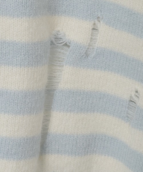 Candy Stripper(キャンディストリッパー)の「【クレヨンしんちゃん】シロ ダメージ ボーダー ニット(ニット/セーター・レディース・ライトブルー/ブラウン/ブラック×ホワイト・FREE)」の13枚目の写真