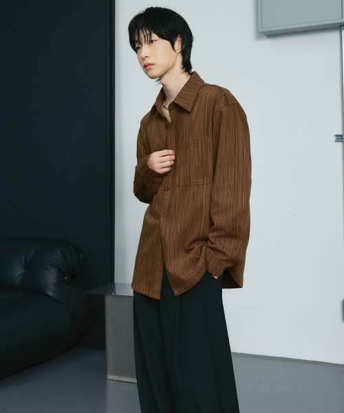 LXT（エルエックスティー）の「コットンアンイーブンストライプシャツジャケット[ブラウン]（シャツ/ブラウス・メンズ・その他・MEDIUM/LARGE/X-LARGE/XX-LARGE）」の2枚目の写真