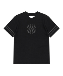 UNGIMMICK（アンジミック）の「MIXED FABRIC LINE T-SHIRT (BLACK)（Tシャツ/カットソー）」