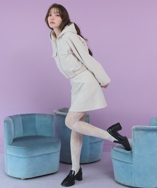 REDYAZEL（レディアゼル）の「【セットアップ可能】ビッグスリーブフードショートブルゾン（ブルゾン・レディース・サックスブルー/アイボリー/チャコールグレー・FREE）」の6枚目の写真