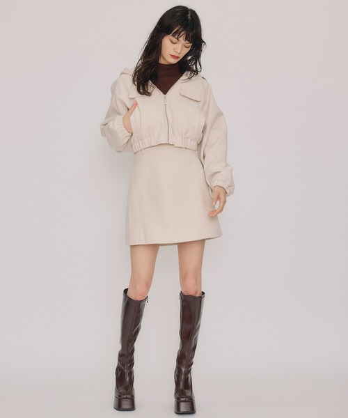 REDYAZEL（レディアゼル）の「【セットアップ可能】ビッグスリーブフードショートブルゾン（ブルゾン・レディース・サックスブルー/アイボリー/チャコールグレー・FREE）」の9枚目の写真