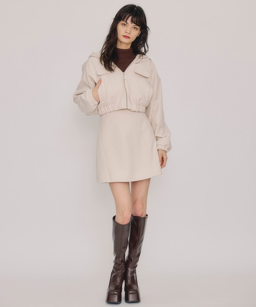 REDYAZEL（レディアゼル）の「【セットアップ可能】ビッグスリーブフードショートブルゾン（ブルゾン・レディース・サックスブルー/アイボリー/チャコールグレー・FREE）」の11枚目の写真