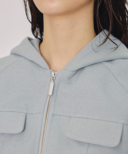REDYAZEL（レディアゼル）の「【セットアップ可能】ビッグスリーブフードショートブルゾン（ブルゾン・レディース・サックスブルー/アイボリー/チャコールグレー・FREE）」の22枚目の写真