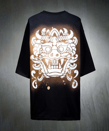 スプレーブリーチオーバーサイズ半袖Tシャツブラック