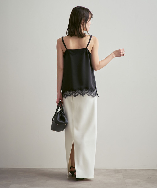 Noble（ノーブル）の「リバーレーストリミングサテンキャミソール（キャミソール・レディース・ブラック/ホワイト・FREE）」の7枚目の写真
