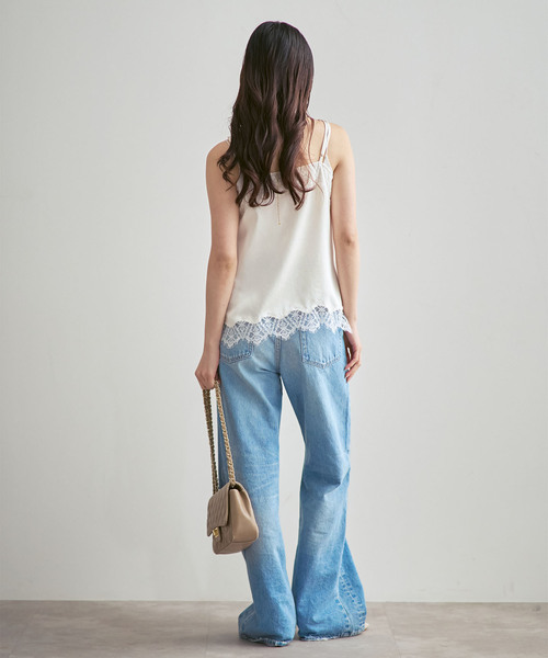 Noble（ノーブル）の「リバーレーストリミングサテンキャミソール（キャミソール・レディース・ブラック/ホワイト・FREE）」の19枚目の写真