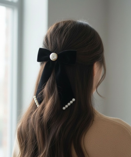 セール】マーレン ベロアリボンバレッタ 日本製（バレッタ/ヘア