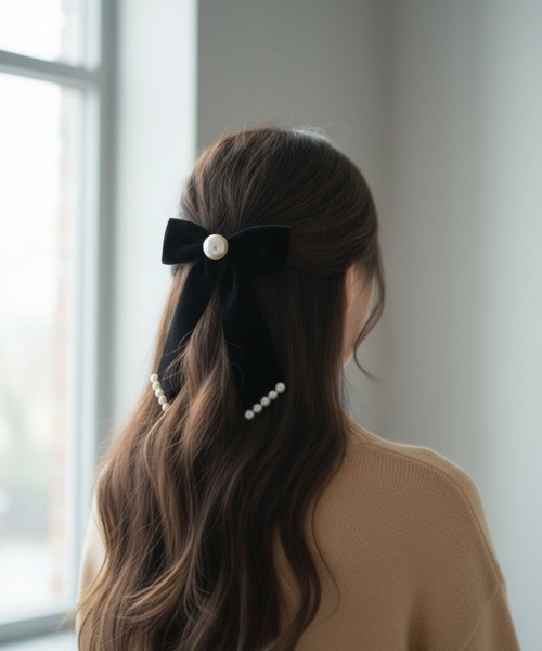 セール】マーレン ベロアリボンバレッタ 日本製（バレッタ/ヘア