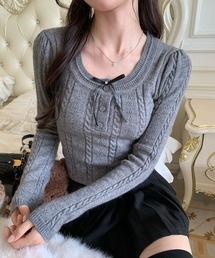 パフスリーブ」に該当するトップス（グレー/灰色系）ファッション通販