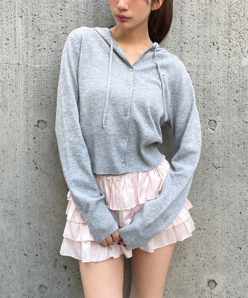 3.3 Field Trip （3.3フィールドトリップ）の「3.3 Field Trip／フーディーニットカーデ（ニット/セーター・レディース・ブラック/ピンク/グレー・FREE）」の3枚目の写真