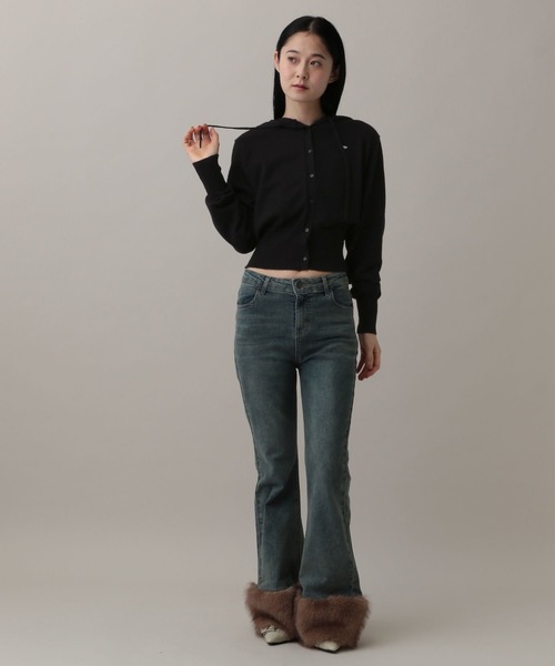 3.3 Field Trip （3.3フィールドトリップ）の「3.3 Field Trip／フーディーニットカーデ（ニット/セーター・レディース・ブラック/ピンク/グレー・FREE）」の7枚目の写真