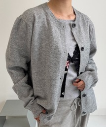 AUREN（オーレン）の「ノーカラーカーディガン/軽くて柔らかな着心地/トレンド/レイヤード（カーディガン/ボレロ）」