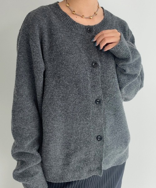AUREN(オーレン)の「ノーカラーカーディガン/軽くて柔らかな着心地/トレンド/レイヤード(カーディガン/ボレロ・メンズ・グレー/チャコールグレー・LARGE/X-LARGE/MEDIUM)」の5枚目の写真