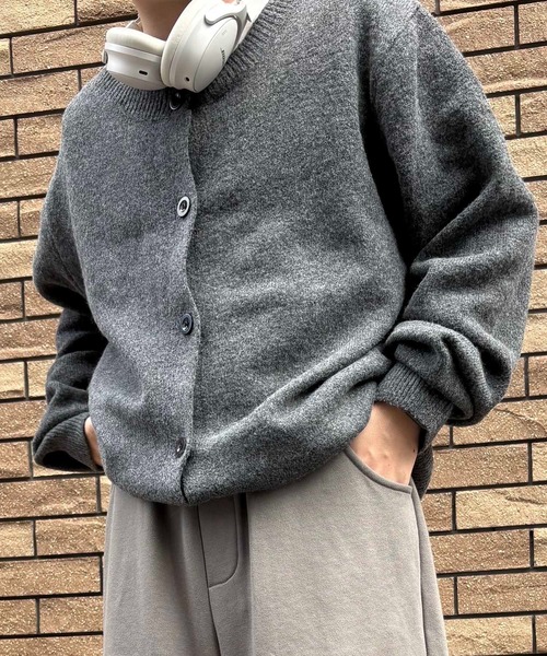 AUREN(オーレン)の「ノーカラーカーディガン/軽くて柔らかな着心地/トレンド/レイヤード(カーディガン/ボレロ・メンズ・グレー/チャコールグレー・LARGE/X-LARGE/MEDIUM)」の7枚目の写真