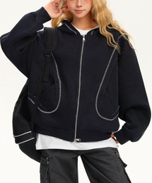 GEMEDA（ジェメダ）の「【ユニセックス】配色ステッチ ジップアップパーカー（パーカー）」