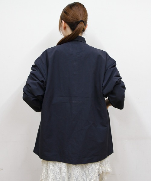 DANTON(ダントン)の「DANTON/ダントン カバーオールシャツ COVERALL SHIRT DT-B0240 WCL(カバーオール・メンズ・ネイビー/ライトベージュ/チャコールグレー・42/40)」の8枚目の写真