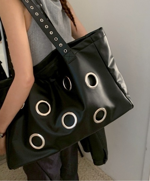 UP START（アップスタート）の「【LAMPOON】ハトメトートバッグ（トートバッグ・レディース・ブラック・FREE）」の3枚目の写真