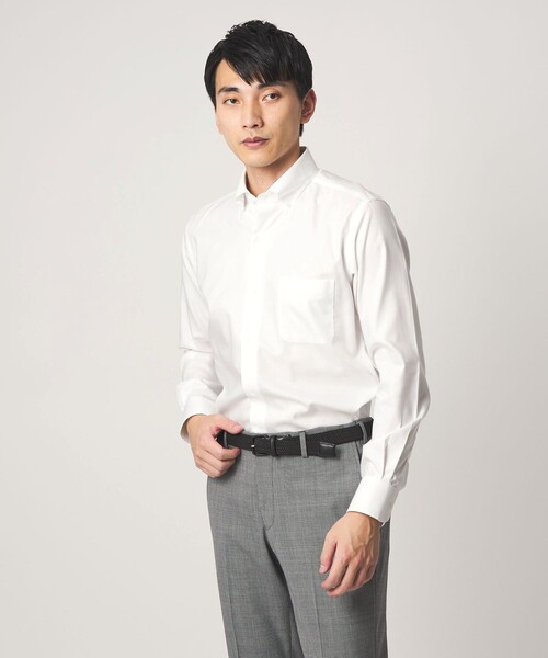 green label relaxing(グリーンレーベルリラクシング)の「コットン ロイヤルオックス ボタンダウン ドレスシャツ -形態安定-(ビジネスシャツ・メンズ・ホワイト/ライトブルー・M/XL/L/S)」の1枚目の写真