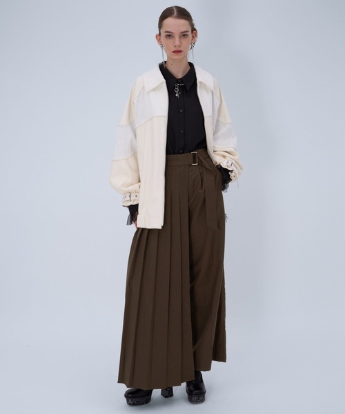 HARE(ハレ)の「ラップデザインプリーツパンツ(HARE)(スラックス・レディース・グレー/ブラック/ブラウン・FREE)」の7枚目の写真