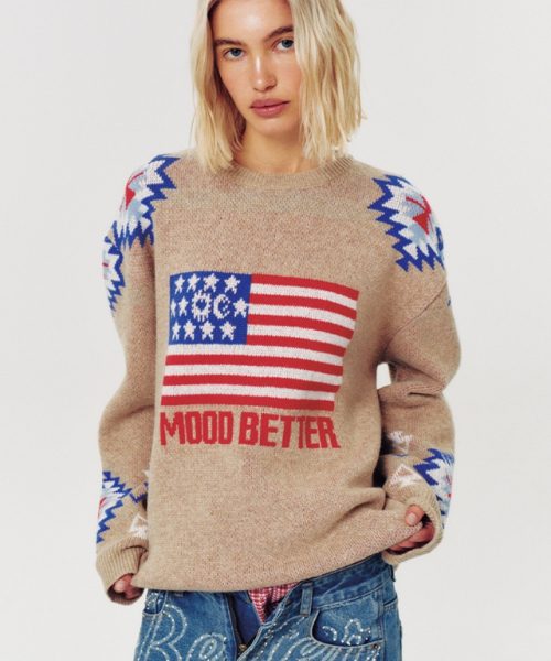 MOODBETTER（ムード ベター）の「WESTERN FLAG KNIT PULLOVER BEIGE（ニット/セーター・レディース・その他・FREE）」の5枚目の写真