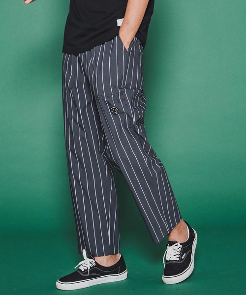 seventy seven(セブンティセブン)の「mp14501-wide tapered stripe pants ワイドパンツ(7726S050)(その他パンツ・メンズ・ブラック/グレー/ブルー・L/M/S)」の2枚目の写真